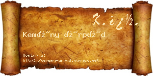 Kemény Árpád névjegykártya