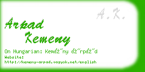 arpad kemeny business card